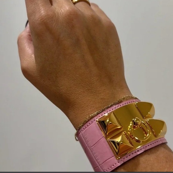 Hermes Collier CDC in pink alligator leathers with gold plated hardware - Picture 3 of 10